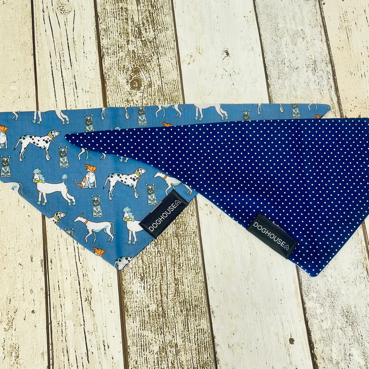 Blue Dog & Navy Spot Dog Bandana