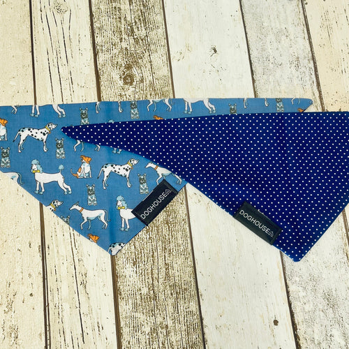 Blue Dog & Navy Spot Dog Bandana