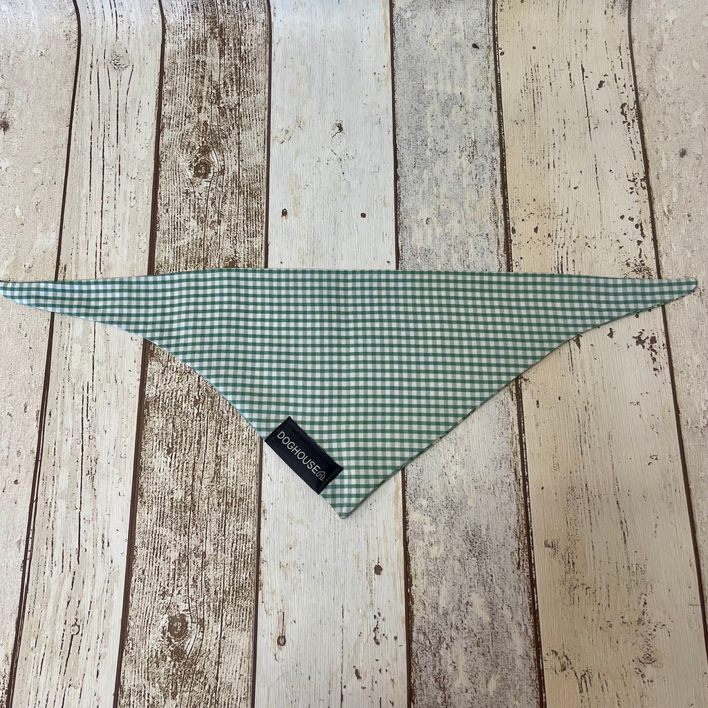Green Retro Flower & Gingham Dog Bandana