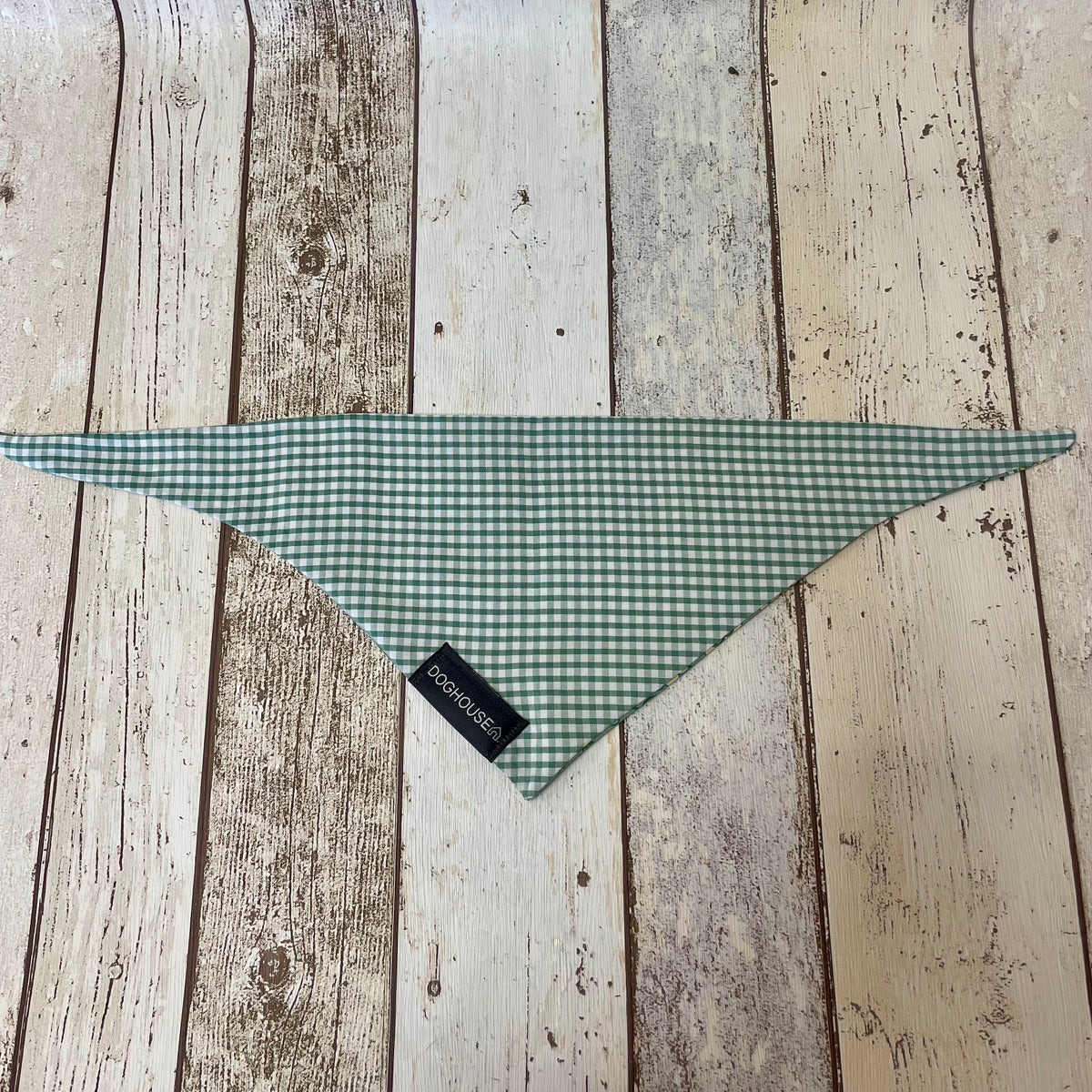 Green Retro Flower & Gingham Dog Bandana