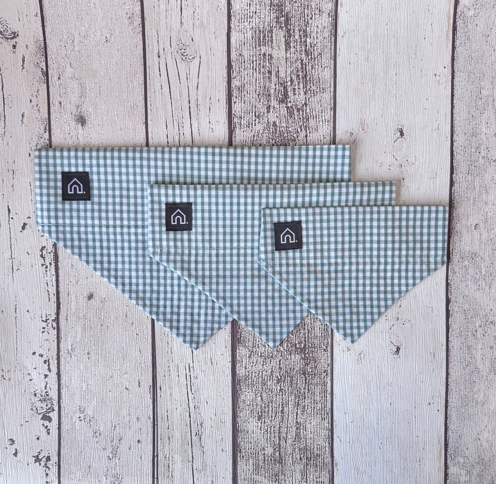 Pawliora Sage Green Gingham Slip-on Bandana