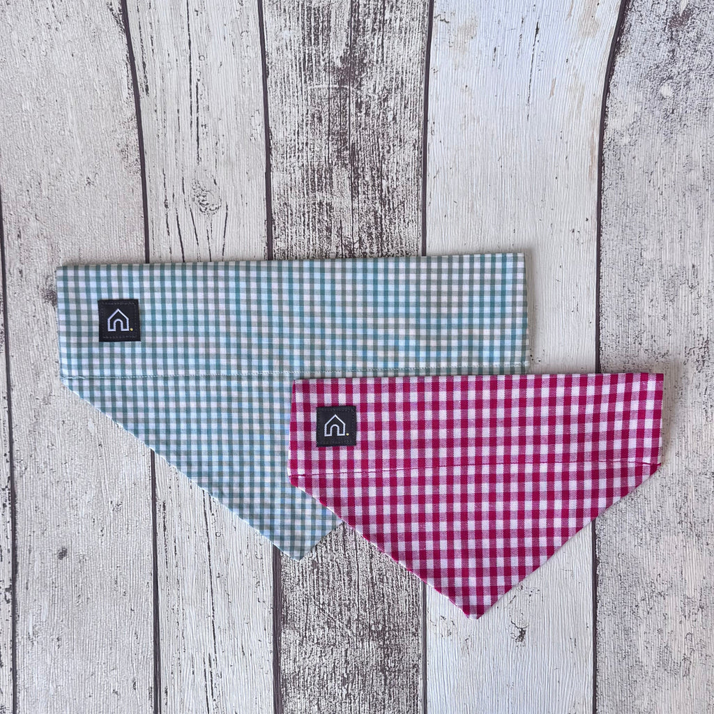 Pawliora Sage Green Gingham Slip-on Bandana