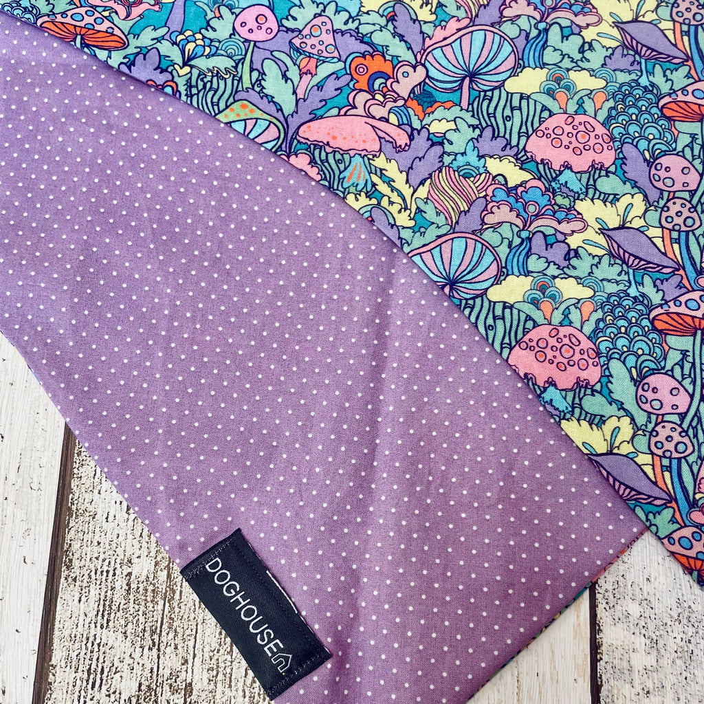 Psychedelic Mushroom & Lilac Spot Dog Bandana