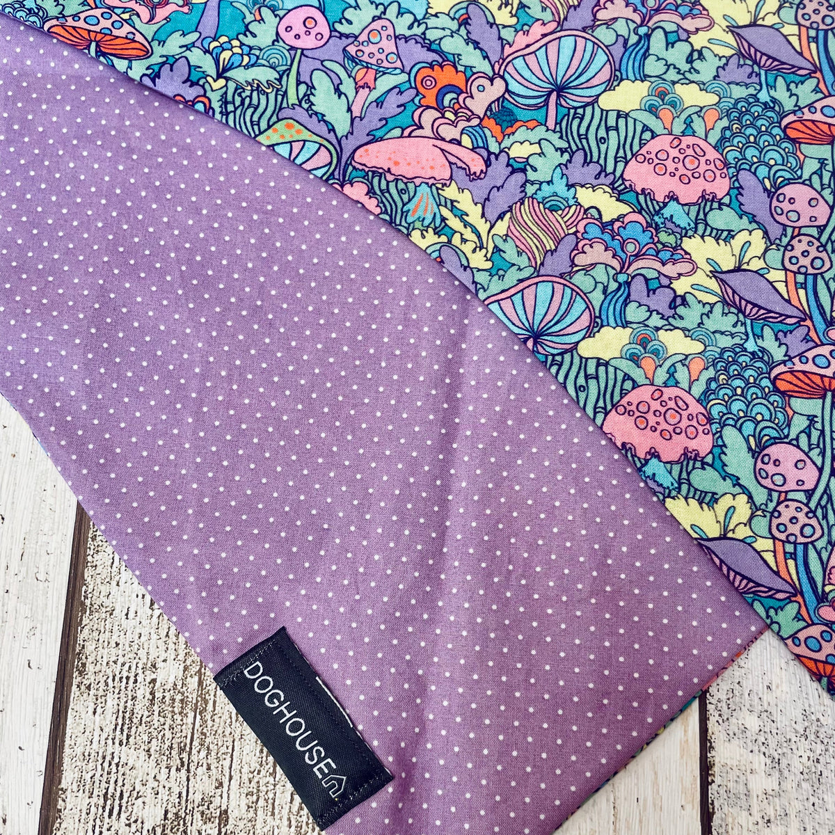 Psychedelic Mushroom & Lilac Spot Dog Bandana