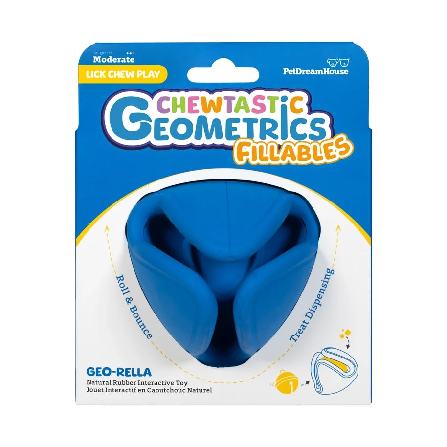 Chewtastic Geometrics Geo-Rella Dispenser Royal Blue Dog Toy