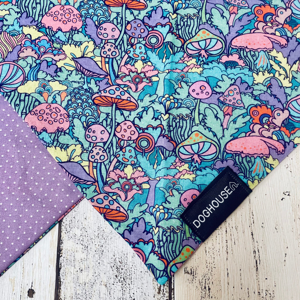 Psychedelic Mushroom & Lilac Spot Dog Bandana