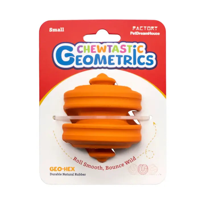 Chewtastic Geometric Rubber Geo-Hex Orange Dog Toy