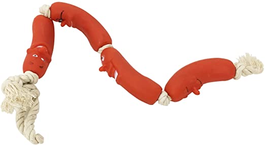 String of Sausages on Rope Dog Toy