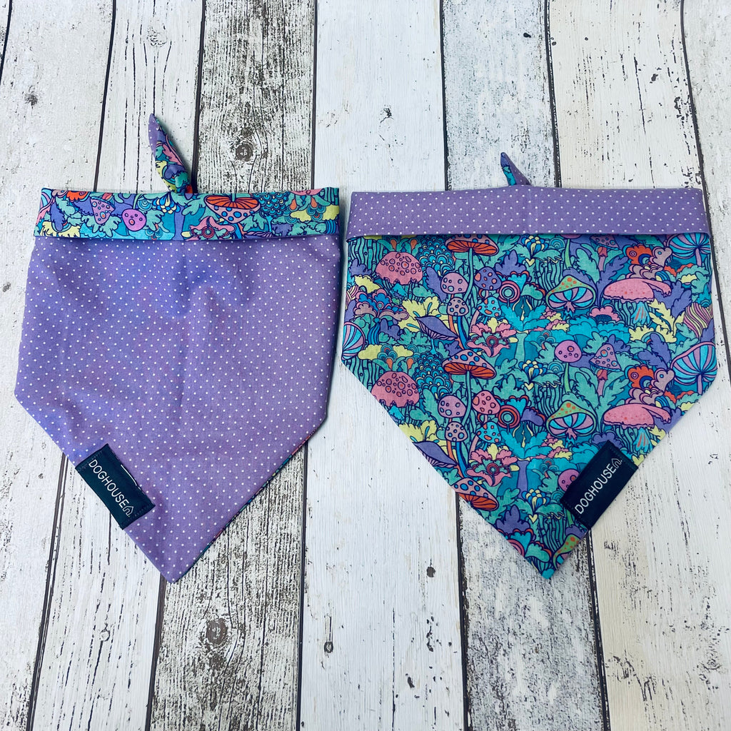 Psychedelic Mushroom & Lilac Spot Dog Bandana