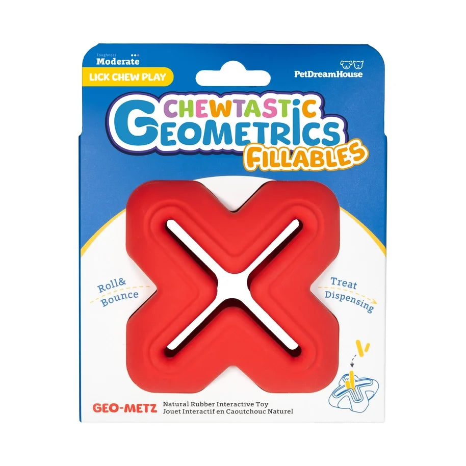 Chewtastic Geometric Geo-Metz Roller Red Dog Toy