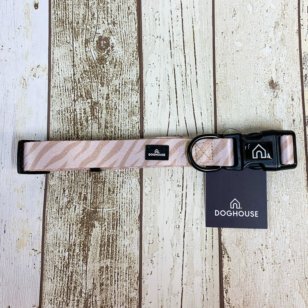 Pawliora Everyday Comfort Dog Collar in Nude Zebra Stripe