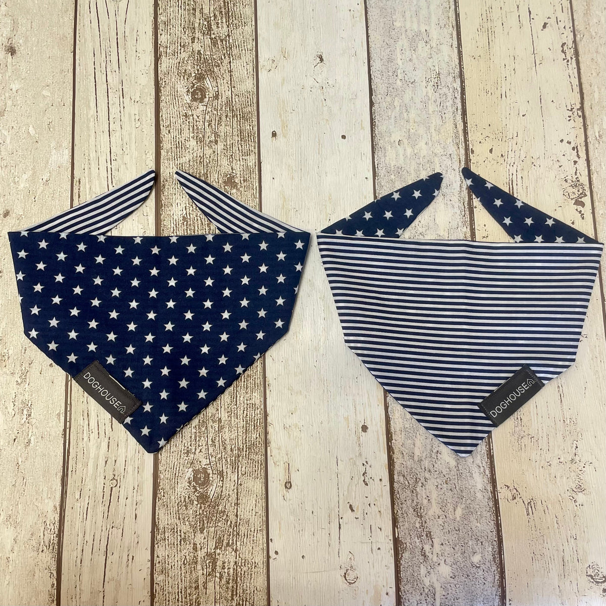 Navy Stripe & Star Dog Bandana