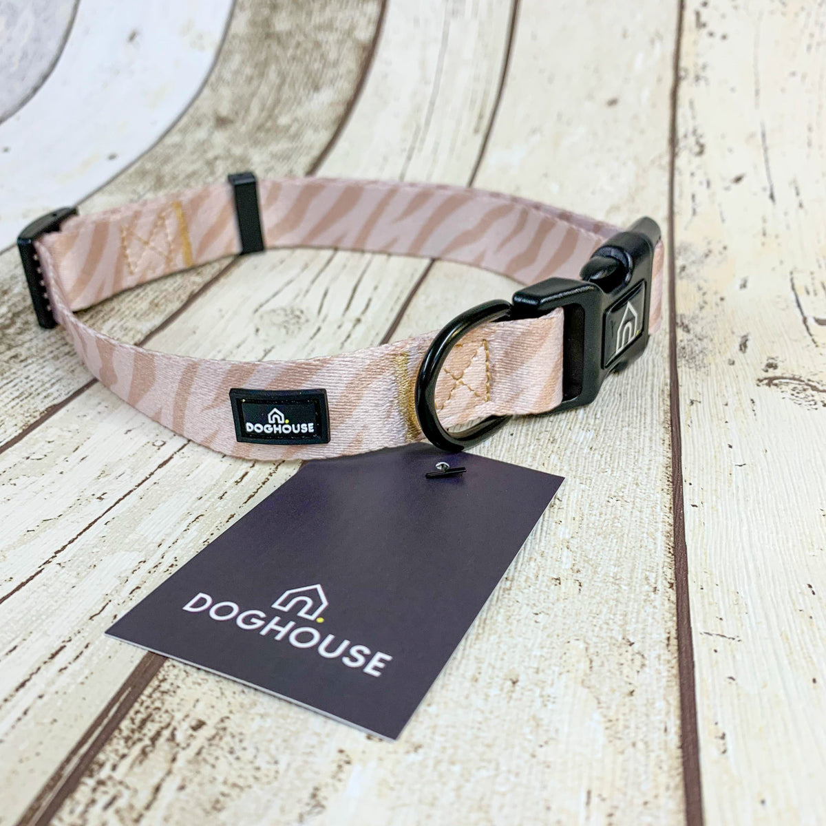 Pawliora Everyday Comfort Dog Collar in Nude Zebra Stripe