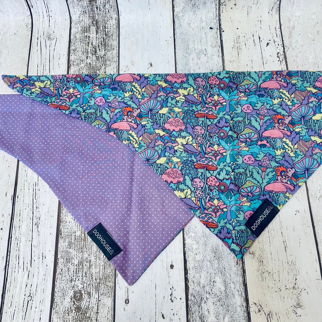 Psychedelic Mushroom & Lilac Spot Dog Bandana