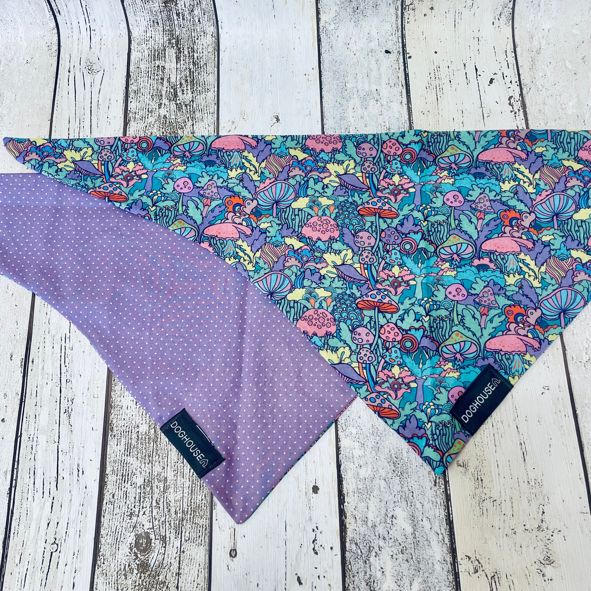 Psychedelic Mushroom & Lilac Spot Dog Bandana