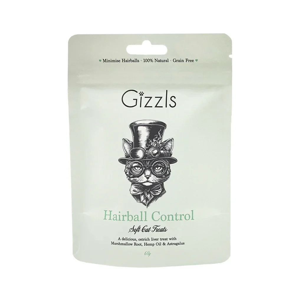 Gizzls Hairball Control Free Range Ostrich Soft Cat Treats