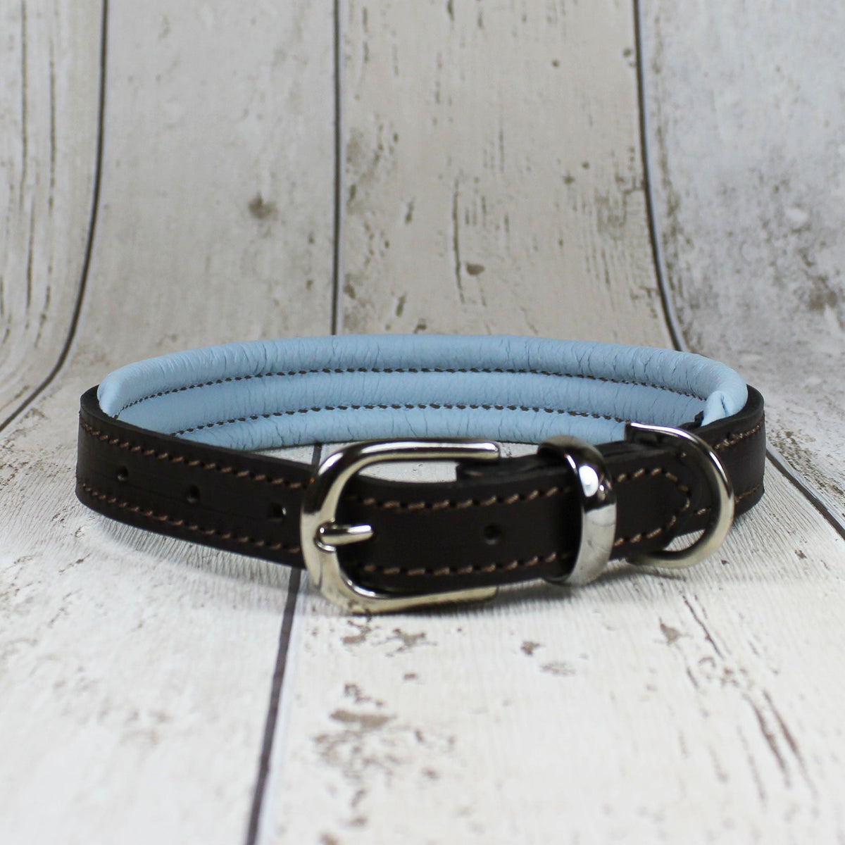 D&H Padded Pastel Real Leather Dog Collar
