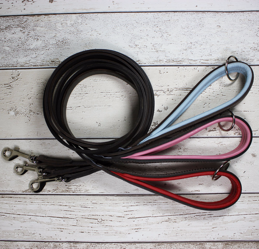 D&H Padded Pastel Real Leather Dog Collar